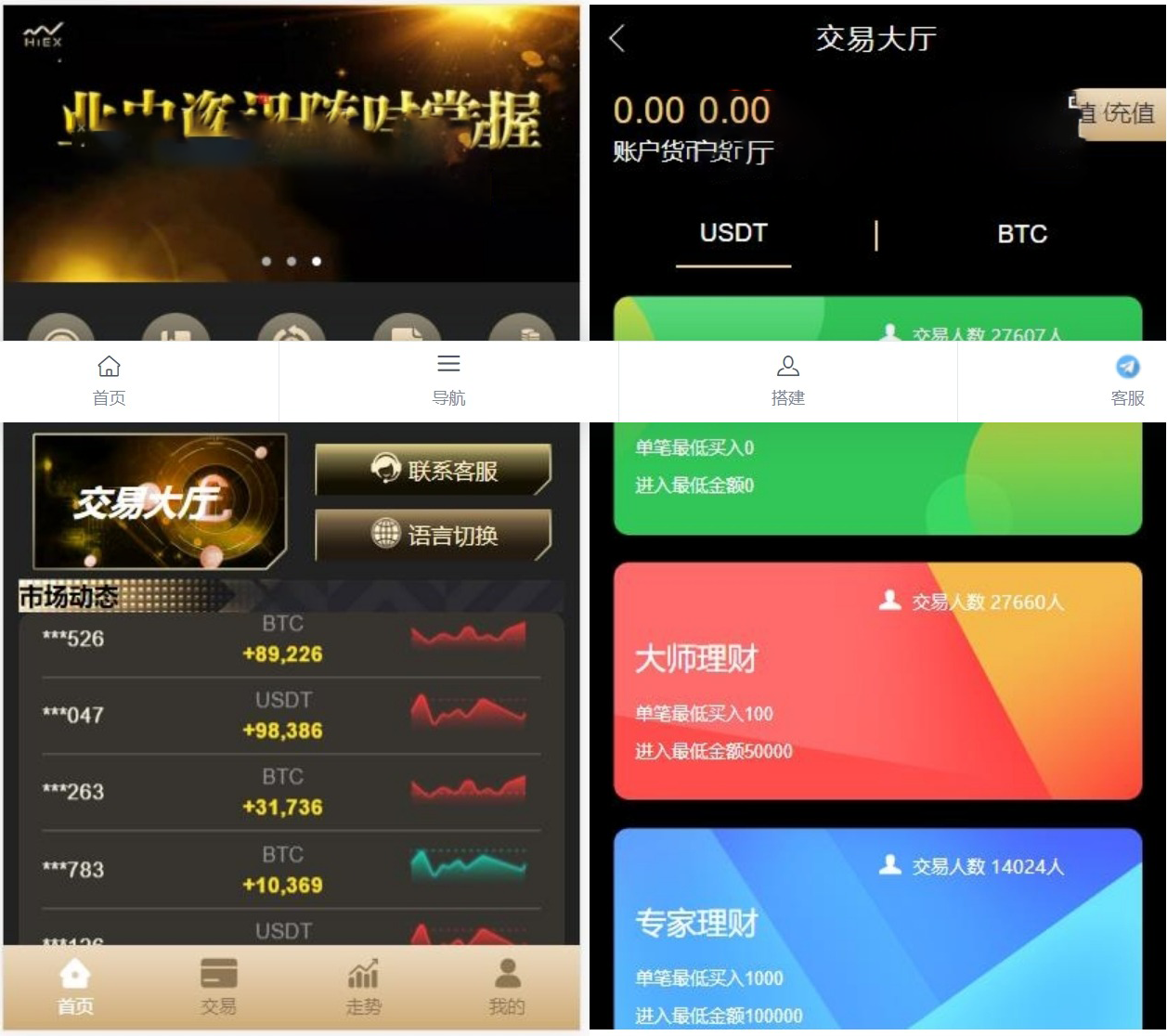 多语言伪交易所外汇微盘系统完美BTCUSDT交易所前后端分离