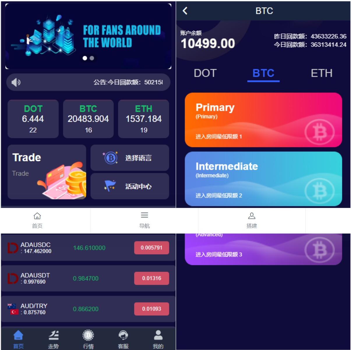 全新UI微盘系统区块链微交易源码秒合约虚拟币交易