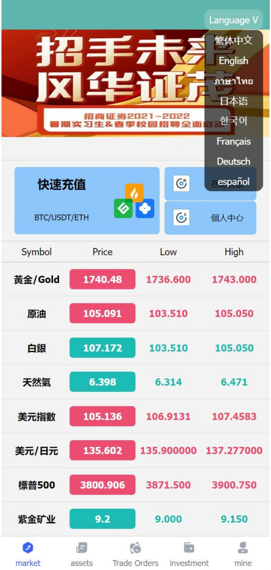 全新优化版八国语言微盘系统外汇微交易系统投资理财源码