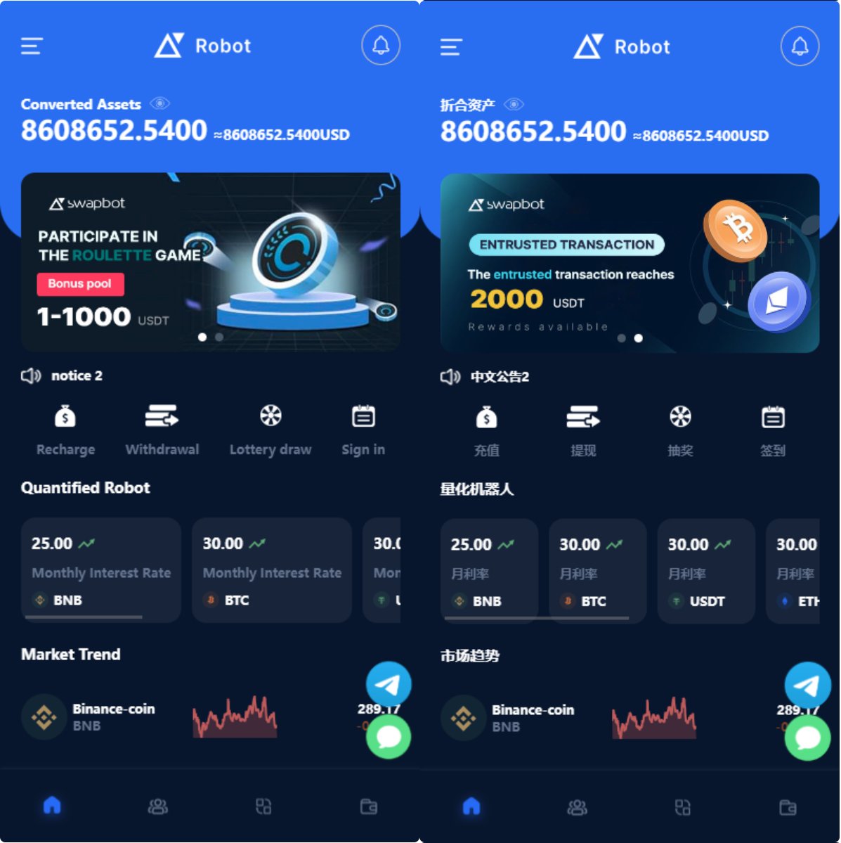 多语言虚拟币投资理财区块链质押区块链机器人投资