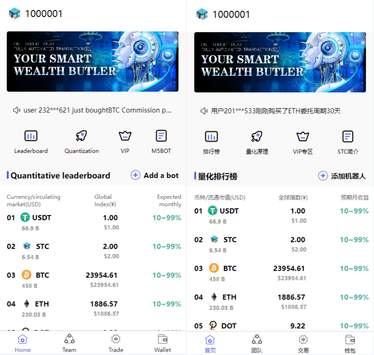 全新量化机器人区块链投资系统量化交易源码前端uinapp