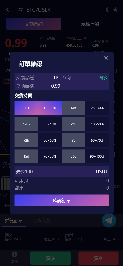 Vexus多语言虚拟货币交易所/模拟账户+现货交易+永续合约+交割合约+基金理财+锁仓挖矿+质押贷款+闪兑